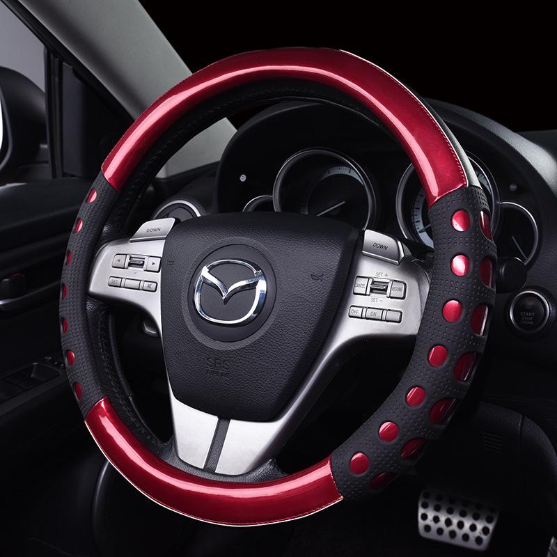 Universal Non-slip Car Steering Wheel Cover, All-Season Soft Grip, Colorful Rain Curtain Grid, Fits 38cm Diameter, Sweat-absorbent