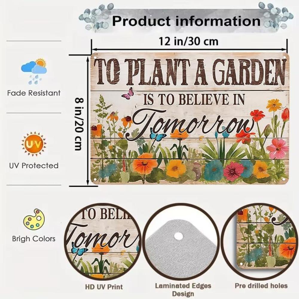 Bestylez Vintage Gardening Tin Sign - 20% Off Green Metal Plant Decor for Wall