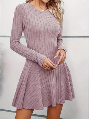 2025 Frühling Französisch Elegant V-Ausschnitt Gestricktes Langarm Mini-Kleid, Heißer Verkauf auf Unabhängigen Seiten