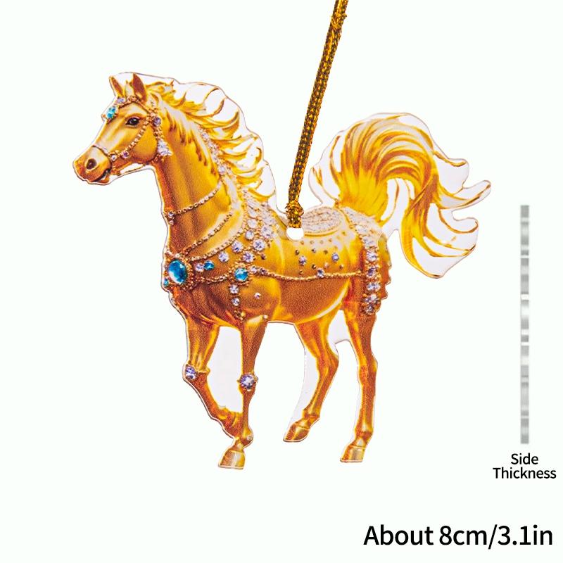 2D Acrylic Horse Pendant Christmas Tree Ornament New Year Decoration Navidad Party Decoration Xmas Ornament Charms Supplies