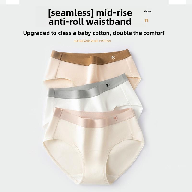 Girls Spring and Autumn Cotton Extended Crotch 7A Antibacterial Middle Waist Triangle Briefs