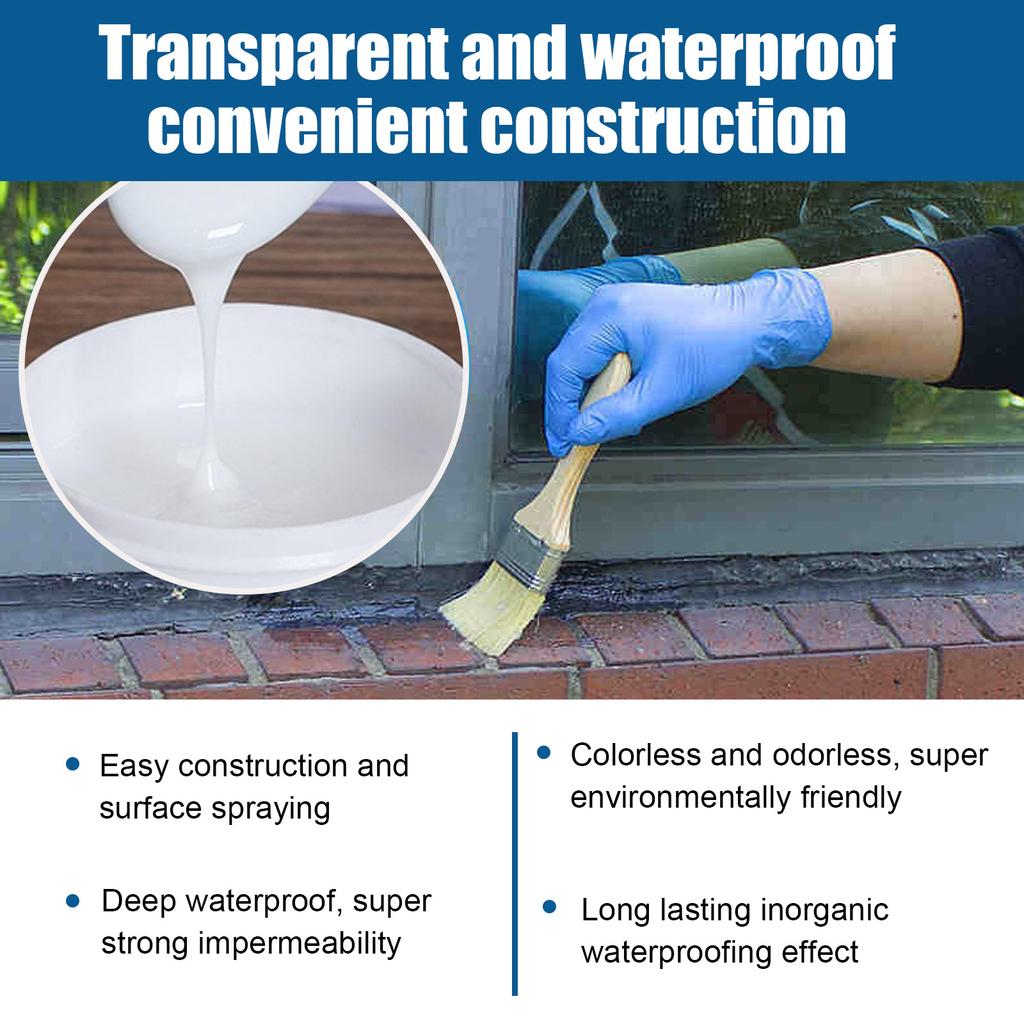 JUE-FISH Transparent Waterproof Adhesive Transparent Waterproof Coating Bathroom Balcony Brick Free Roof Leak Proof Adhesive
