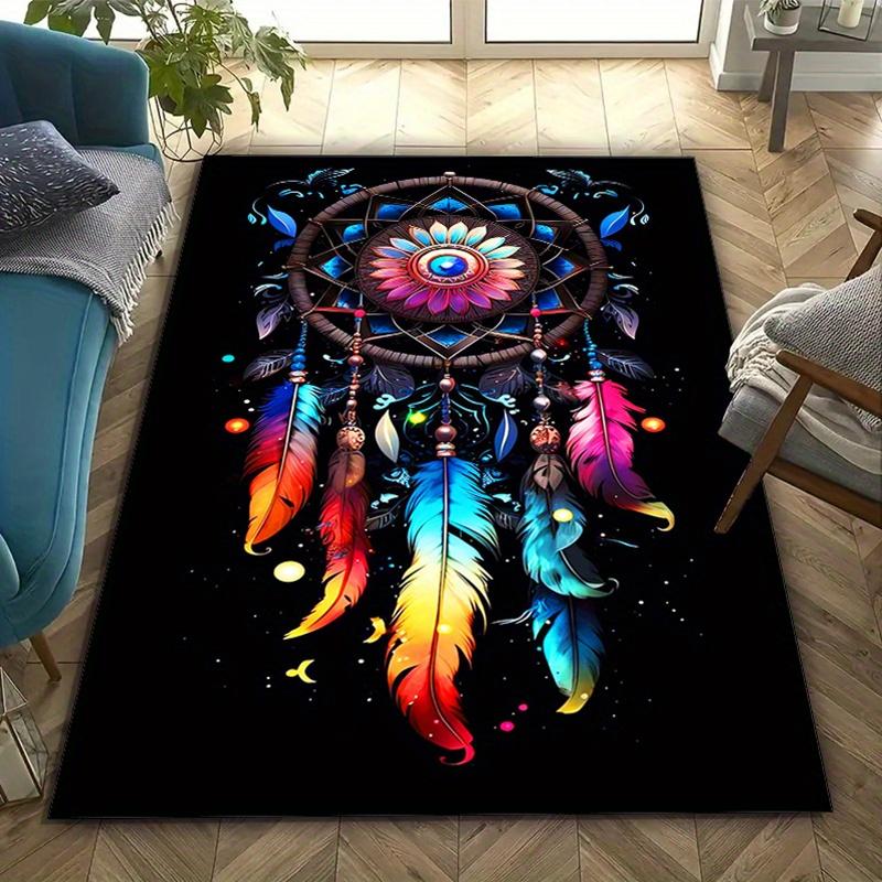 [Crystal Velvet Rug] Crystal Velvet Dream Catcher Printed Area Rug Carpet for Bedroom Living Room Home Decor Rugs Mat Non Slip Mat Rug for B