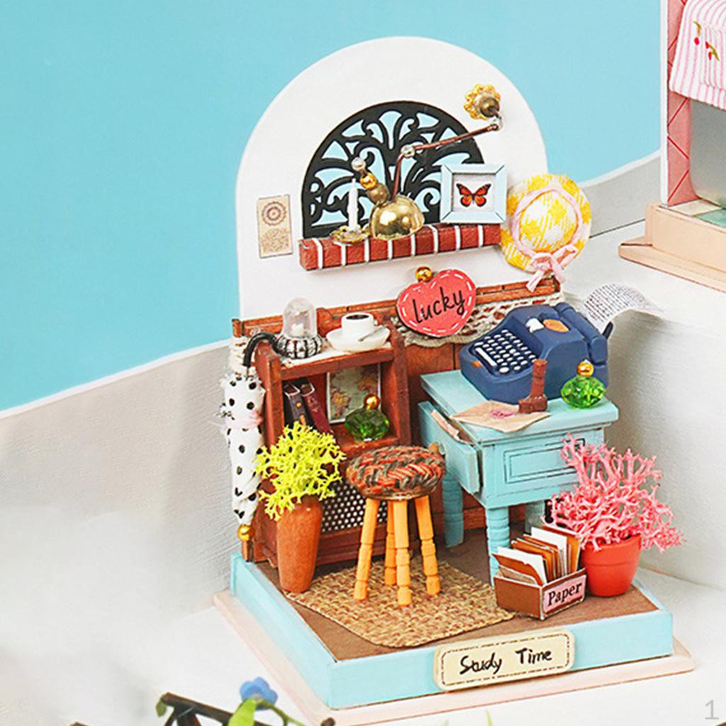 

Творческий кукольный домик с наборами мебели, набор для строительства коттеджа для девочек, подарок Study Room