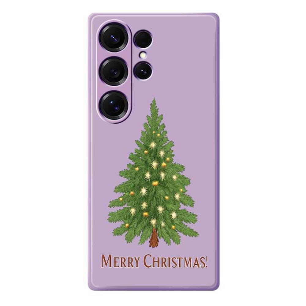For Samsung Galaxy S25 Ultra Case Christmas Tree Pattern Printing Straight Edge TPU Phone Back Cover