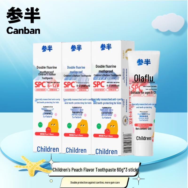 Canban Kids Peach Olaflur Toothpaste, 6-12 Yrs, 3x60g