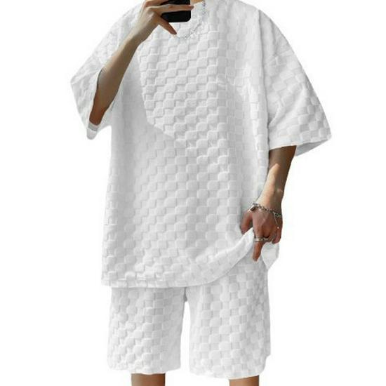 2025 Trendy Men's Checkered Spring/Summer Casual Loose Two-Piece Set