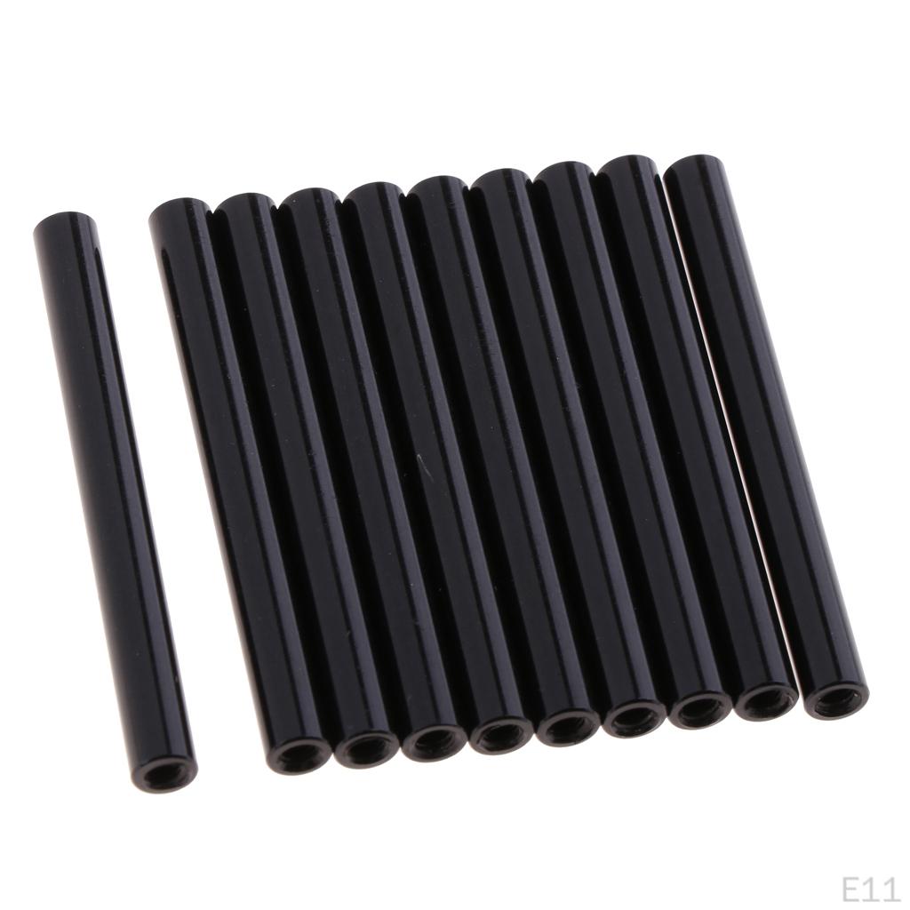 10 Pieces 5MM / 12MM Black Sleeve Screws Aluminum Alloy Tube Spacer