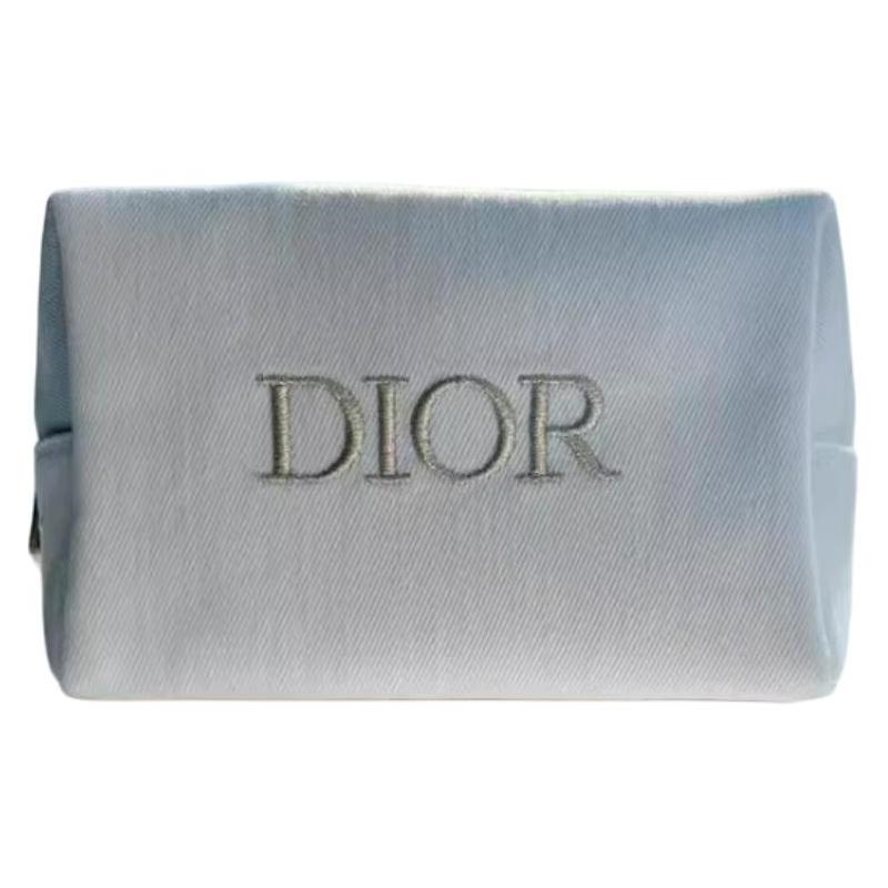 DIOR simple modern classic print denim fabric storage bag toiletry bag white 18*9*11cm белый