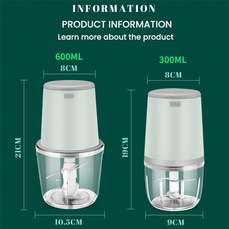 Elektrický sekáček na potraviny 300ml Drtič česneku Mlýnek na maso Mini lis na česnek Drtič na zeleninu Drtič