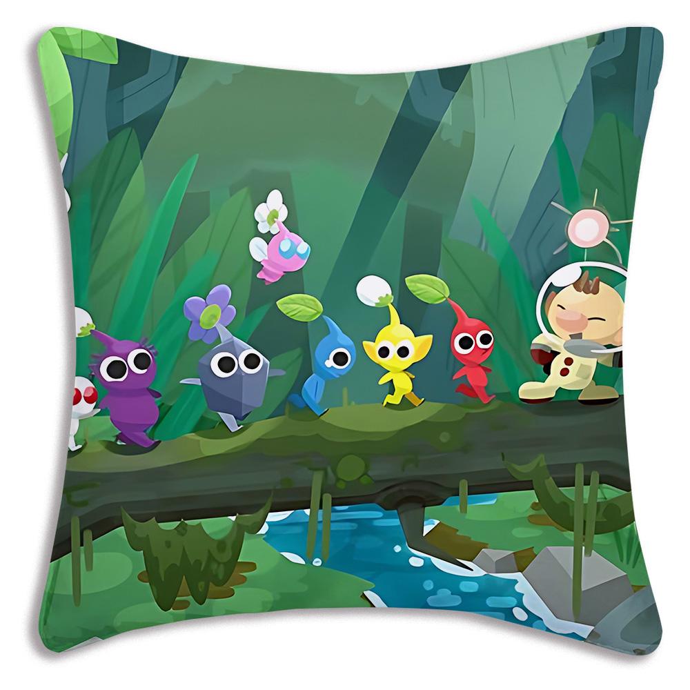 Cartoon Hey For Pikmins Pillow Covers Cartoon Sofa Decorative Home Double-sided Printing Short Plush Cute Cushion Cover