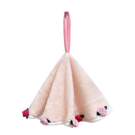 Rose Bouquet Hand Towel Hanging Hand Wipe Cloth Absorbent Decorative Hand Towel with Hanging Loop for Kitchen Bathroom