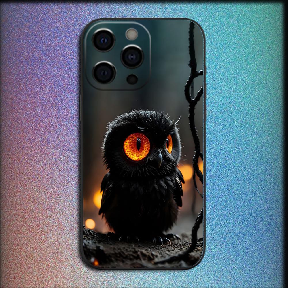 Pet Cute Owl Phone Case For iPhone 16,15,14,13,12,11,Pro,X,XS,Max,XR,Plus,Mini Soft Black Cover