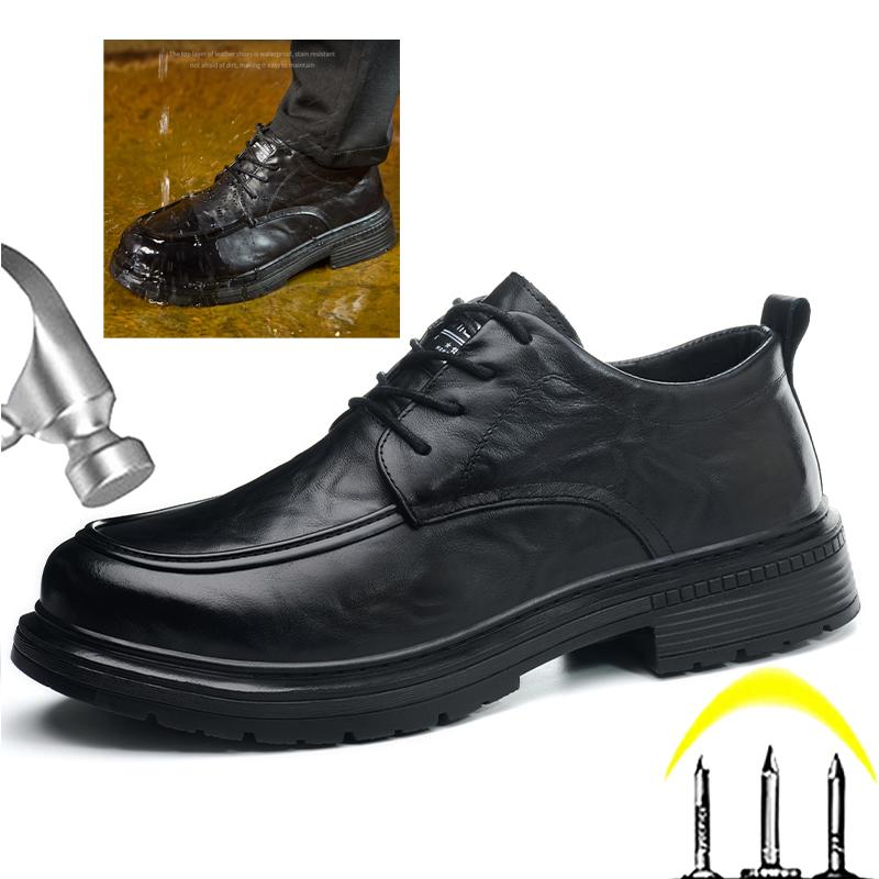 Genuine leather Shoes Work Boots Men Waterproof Safety Shoes Men Puncture-Proof Security insulation 6KV Protection Shoes 2025