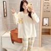 Milk Coffee Puppy Cartoon Pajamas Women's Spring and Autumn Plaid Long Suit Cotton Casual Can Be Worn Outside Women's Loungewear