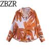 Zbzr Spring New Women Clothes Western Style Fashion Temperament Print Silk Satin Texture Shirts 8794290 330