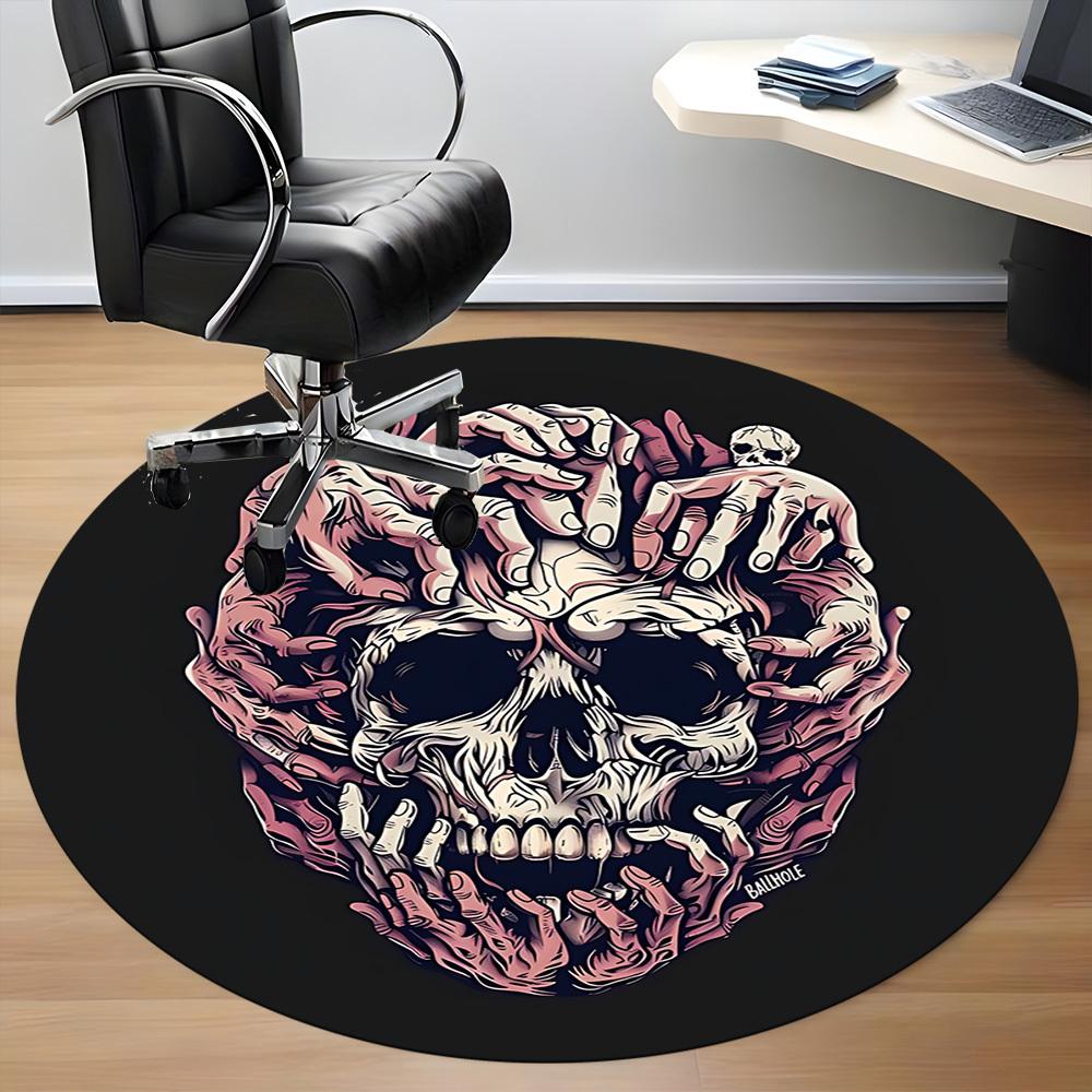 1PC Skull Hands Office Round Area Rug, Mat Suitable ForOffice, Under Office Chairs Bedroom Living Room Home Decor, Room Deco