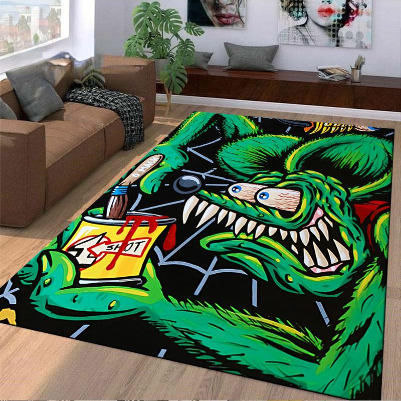 "Green Monster with Paintbrush" Suitable As a Non-slip Mat for the Living Room or Bedroom Sofa