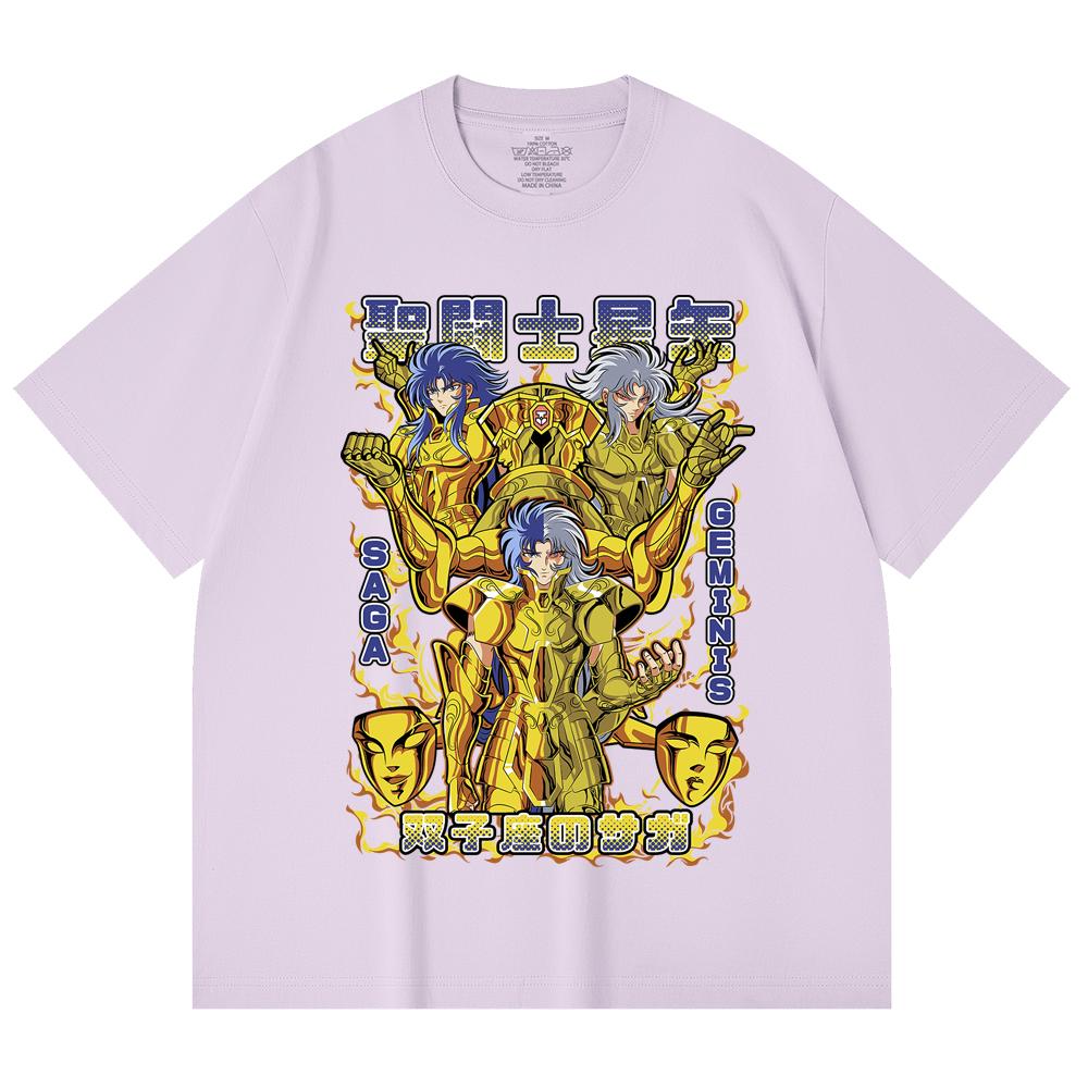 230 g/m² 100 % Baumwolle Saint Seiya V21 Zwilling Druck Unisex Schweres Baumwoll-T-Shirt