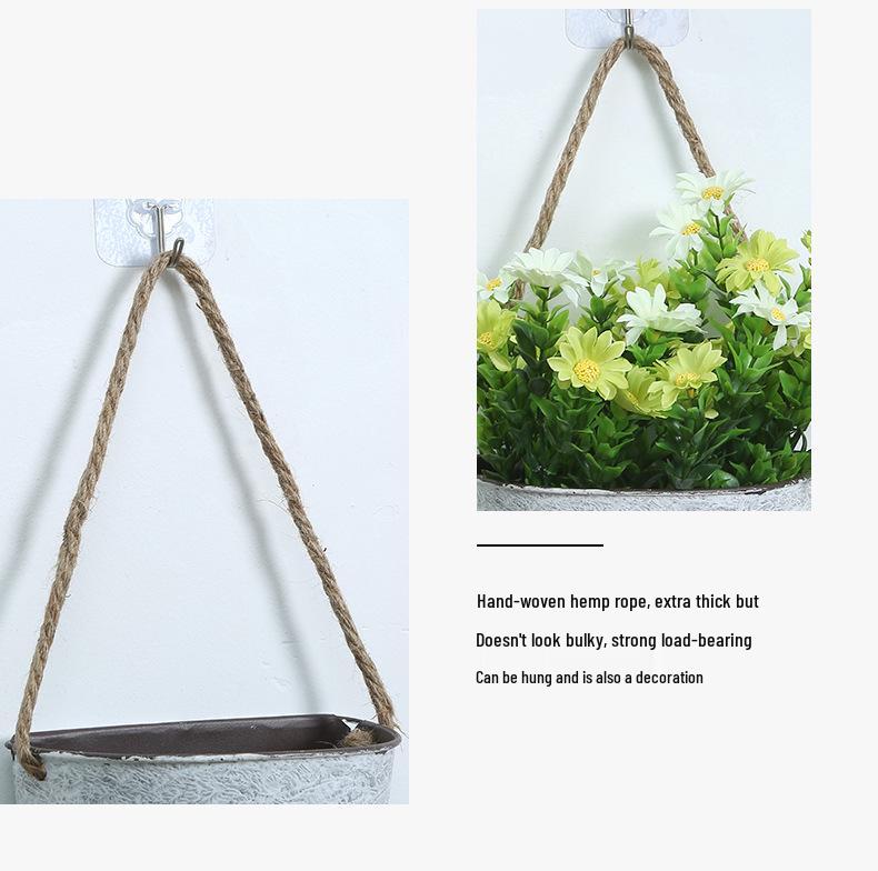 American Country-Style Wrought Iron Wall-Mounted Flower Pot for Creative Dried Flower Decor