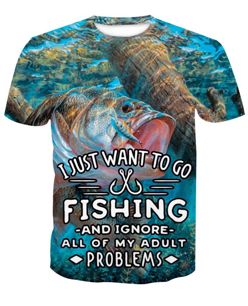 Funny Fishing T-Shirts Outdoor Hunting 3D Print Men's Women Casual Short Sleeve Oversized T Shirt Top Harajuku Tees Man Clothing