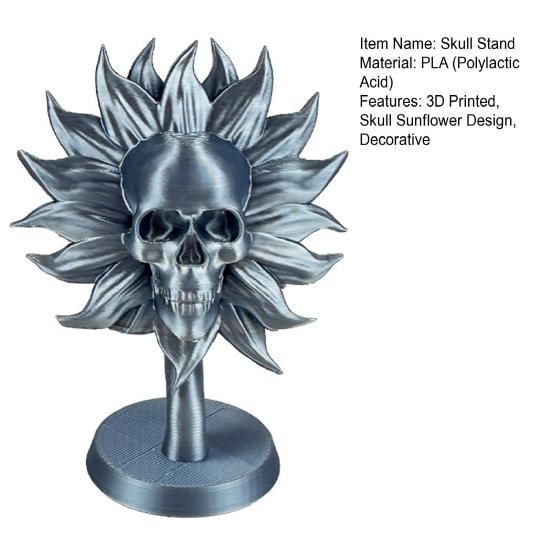 Skull Stand Sunflower-Themed Figurine 3D Printed Naughty Skeleton Potted Tables Shelves Vibrant Tabletop Decor