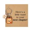 Wooden Toast Keychain with Card Cartoon Bread Slices Key Ring Backpack Schoolbag Hanging Decoration Bag Charm Purse Pendant New Beginnings Gifts
