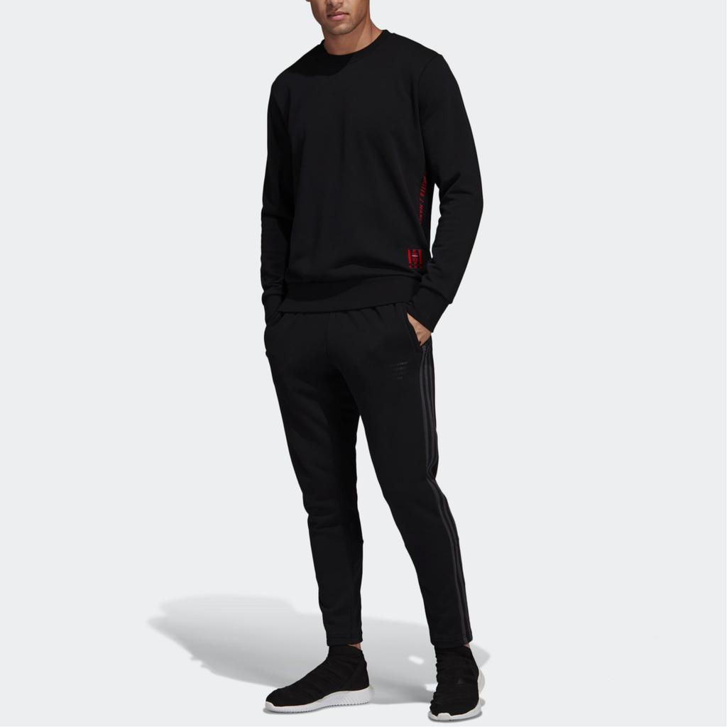 Adidas Casual Sports Series MUFC SSP CR Sweatshirt DP2328 Seitenbuchstaben-Print Rundhalsausschnitt Langlebig Langärmlig Herren-Sweatshirt Schwarz DP2328