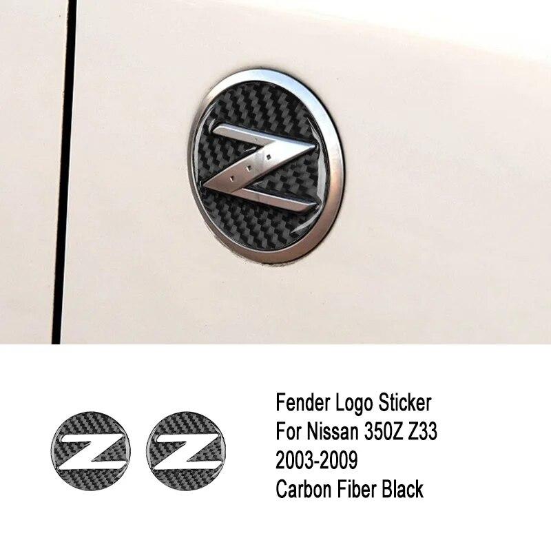2pcs for Nissan 350Z Z33 2003-2009 Car Fender Logo Emblem Decoration Sticker Carbon Fiber Auto Accessories