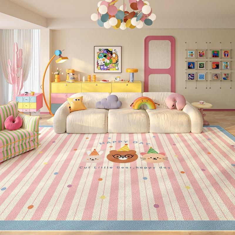 Happy Time Multicolor Smiley Face Rug Non Slip Childrens Play Mat Soft Educational Carpet for Kids Room Nursery Floor Mat