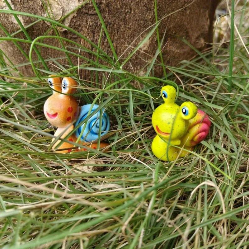 1/2Pcs Cute Couple Snail Figurines Mini Snail Ornament Colorful Resin Snail Statue Decor For Garden Home Fish Tank Car Ornaments