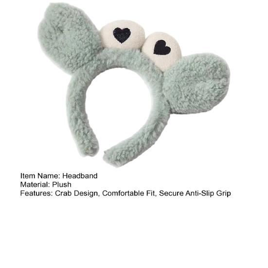 Women Headband Soft Lamb Velvet Crab Shape Thickened Fluffy Filling Anti-Slip Tooth Design Hair Hoop Makeup Face Washing Hair Accessory