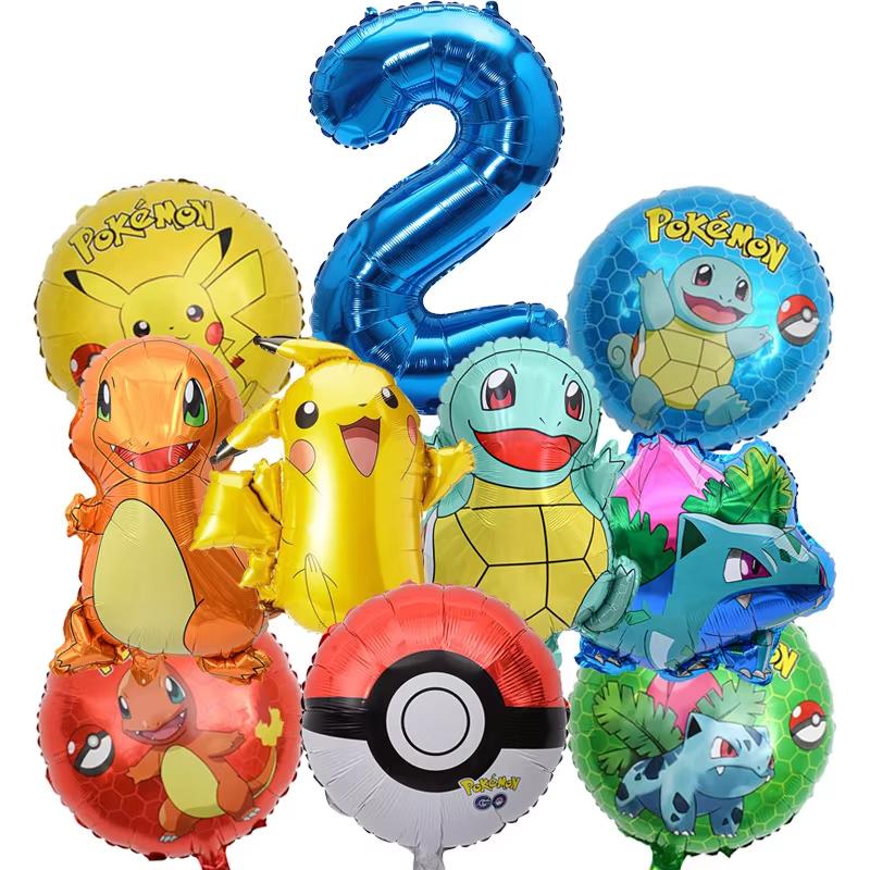 Balloon Monster Set Birthday Party Decoration Aluminum Film Balloon Vibrant Multi-Colored Balloon Pikachu Children'S Party Supplies