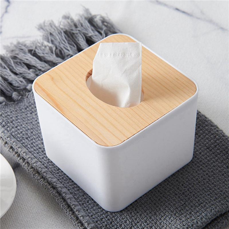 ABWR-3X Square Tissue Box Tissue Box With Wooden Lid Household Removable Mini Wooden Tissue Box