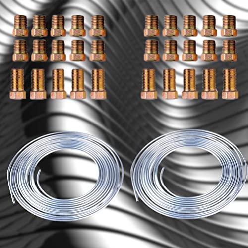 POPETPOP Brake Pipe, Zinc Pipe, Soft Pipe, 3/16" ID, 762cm Length, Tube Kit, 30 Pieces (Set of 2), Silver/Golden, 762x0.47cm