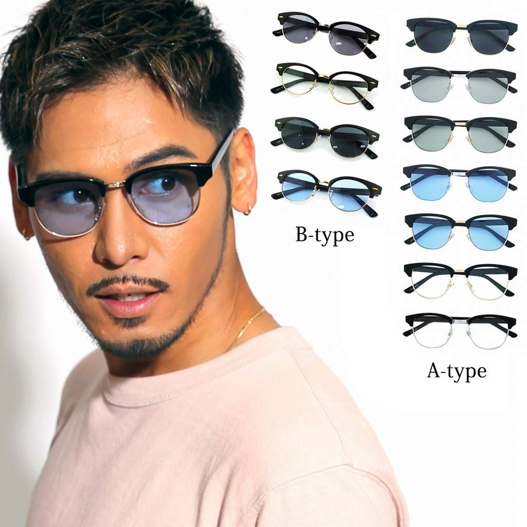 Designer Sunglasses with UV Colored and a Sunglasses 7JEWELRY Brow Men's Protection, Lenses, Black, Case. Sunglasses.