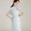 Elegant Two-Piece Style Qipao Dress for Women - Summer 2026 Waist-Cinched French Long Dress