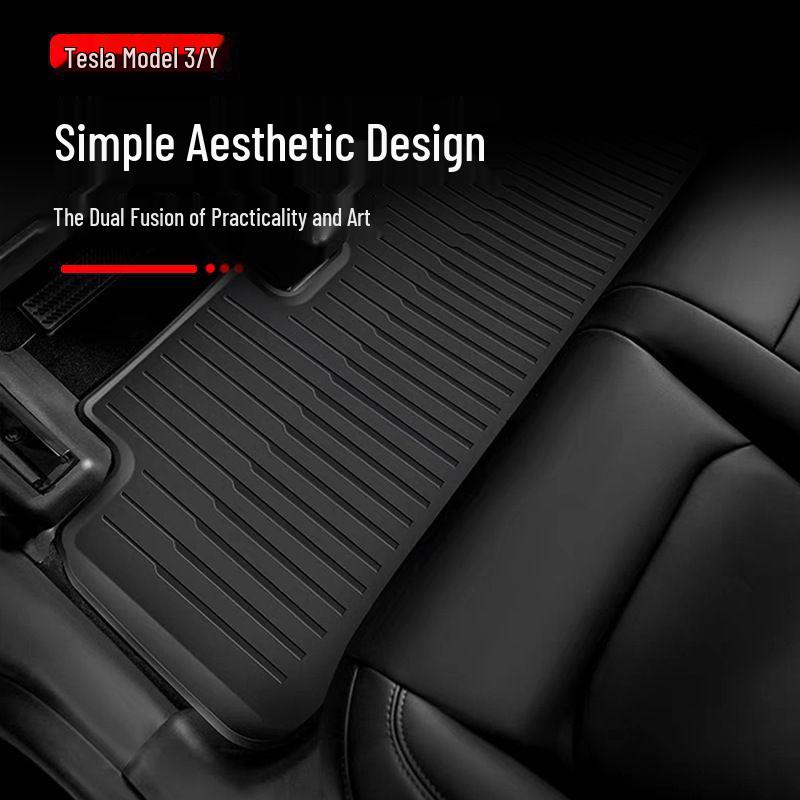 Compatible Tesla Model 3 & Y TPE Odorless Floor Mats & Trunk Backrest Mats