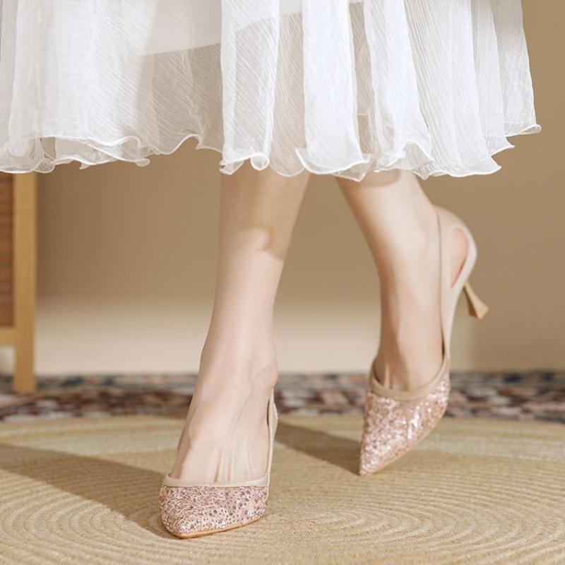 Pierced Heels, High Heels, Pointed Toe, Covered-toe Sandals, Women's Shoes