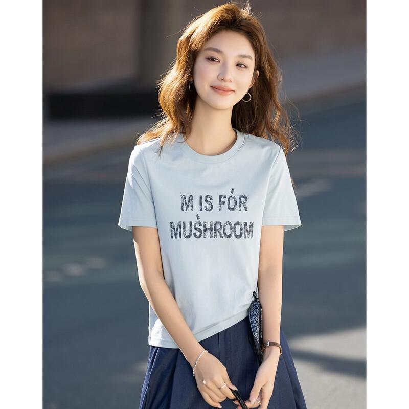 Women's Sorona Detachable Scarf Letter Print Short Sleeve T-Shirt