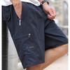 Men's Breathable Cotton Shorts Solid Color Drawstring Waist with Zipper Pockets Casual Summer Wear