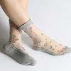 1 Pair Summer Women Transparent Lace Silk Crystal Rose Flower Breathable Ultra Thin Elastic Socks
