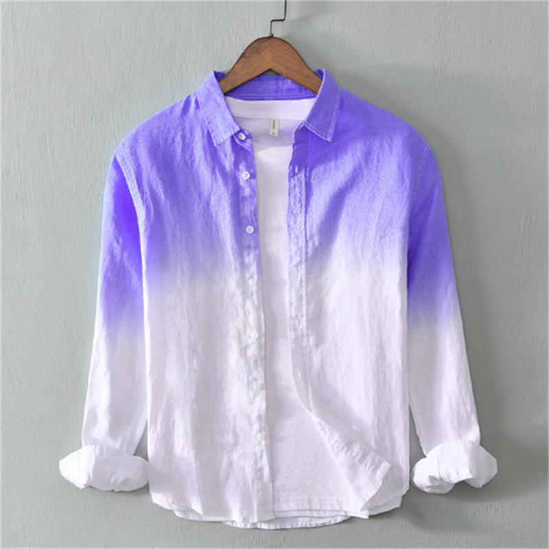 Fashion Shirts Fabric Gradient Pink Blue Gray New Series of Men and Women Matching Colors Casual and Comfortable