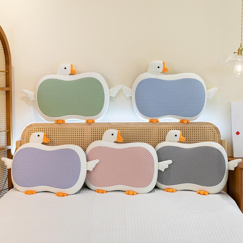 Adorable Summer Ice Silk Plush Goose Pillow Soft Support Cushion For Kids And Office