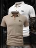 2pcs-Y416 Men's Polo Shirt - Business Quick-Dry Short-Sleeve Summer Lapel Color-Block Men's Work Shirts