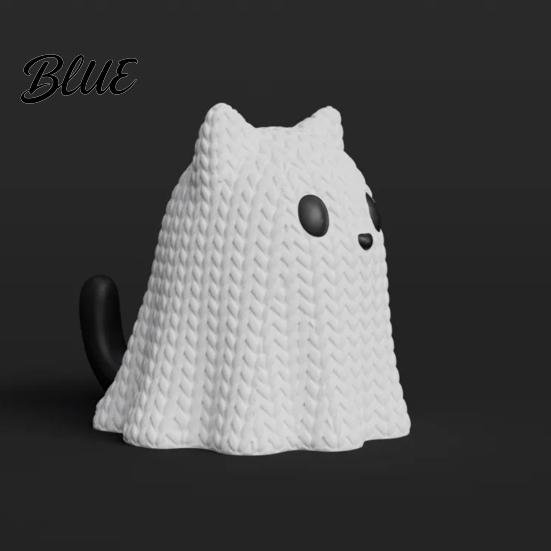 Stable Halloween Figurine 3D Printed Ghost Dog/Cat Ornaments Knitted Texture Animal Figure Decorations