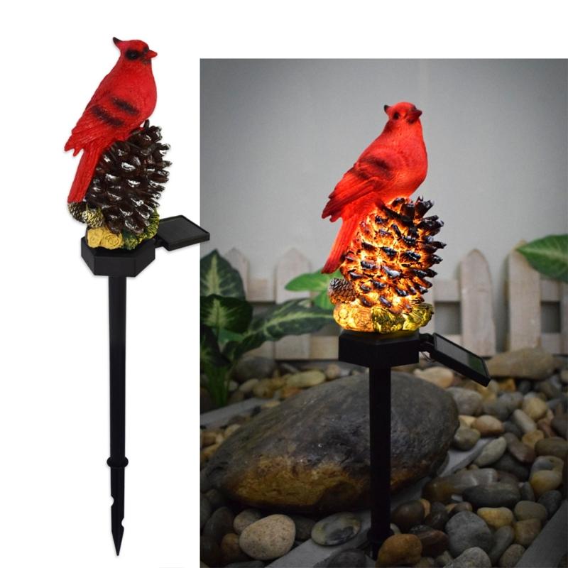 Cute Landscape Light Unique Pinecone/Nut Red Bird Solar Garden Light Outdoor Lighting Waterproof IP55 for Garden Yards