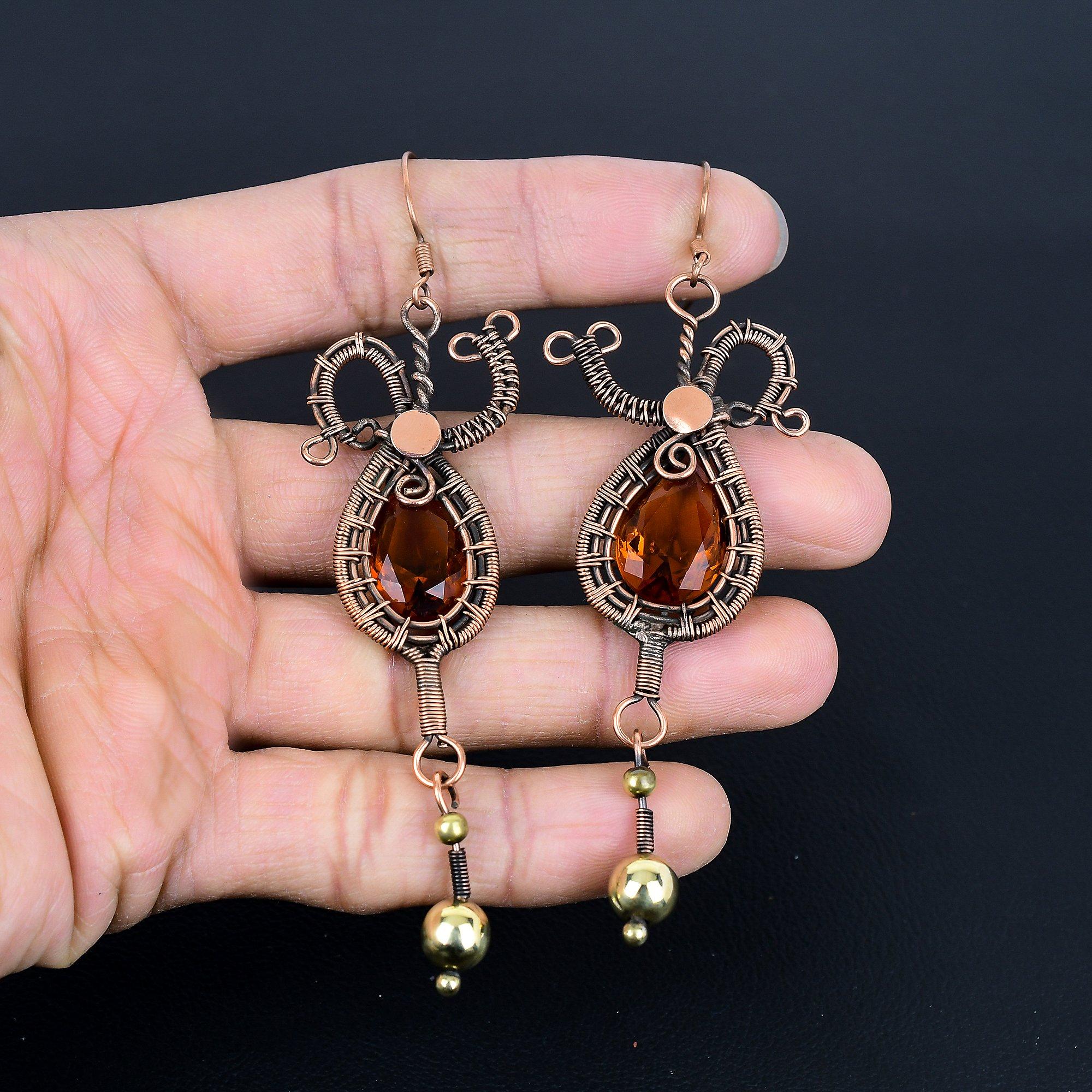 

Серьги с цитрином, ювелирные изделия из стерлингового серебра 925 пробы с драгоценными камнями, серьги ручной работы, на День Благодарения 3.77 Inches