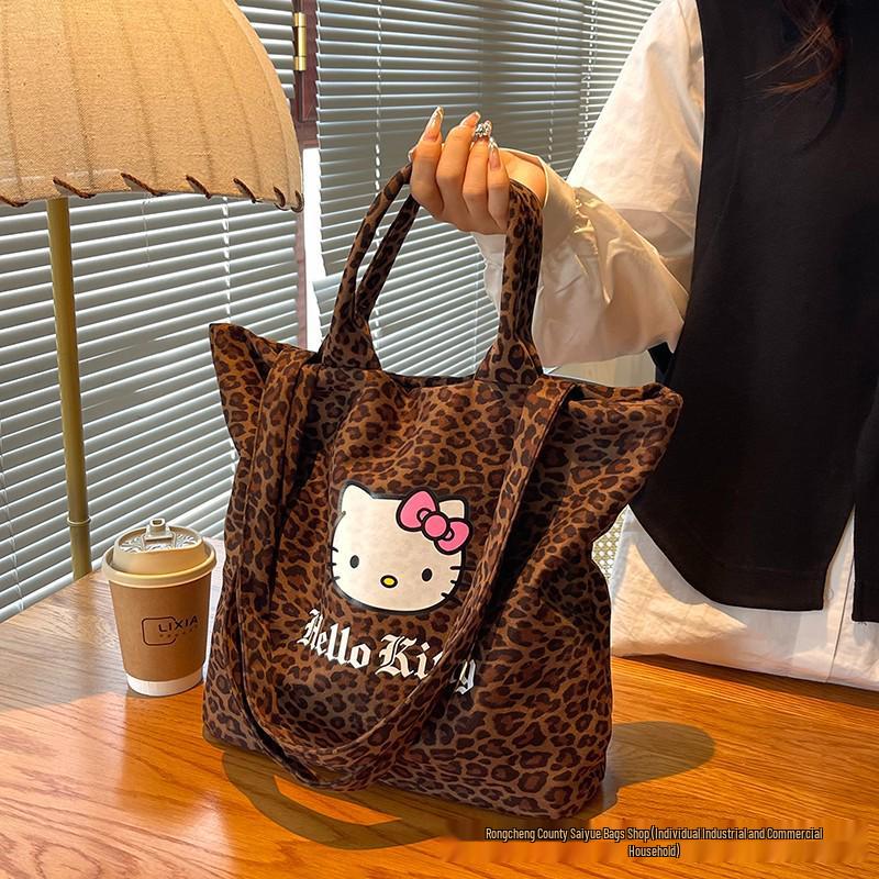2025 Autumn/Winter Leopard Print Cute Single Shoulder Tote Bag - Large Capacity Shopping Handbag