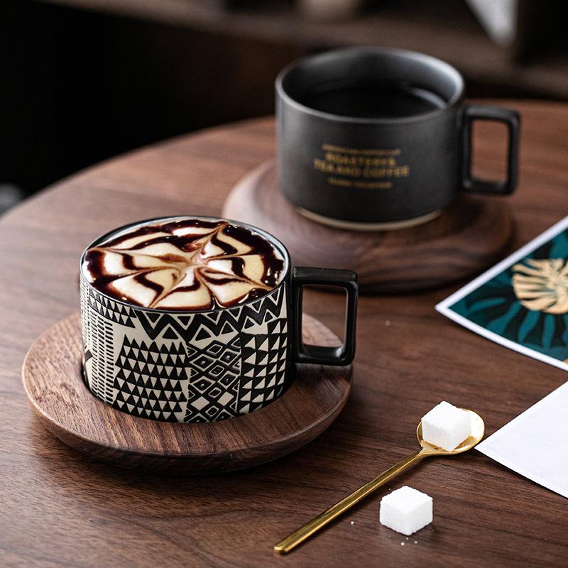 American Retro Coffee Cup and Saucer Set European Style Small Luxury Ceramic Afternoon Tea Cup Ins